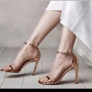 Stuart Weitzman Womens Metallic Rose Gold Famous Nudistcurve Ankle Strap Sandal8